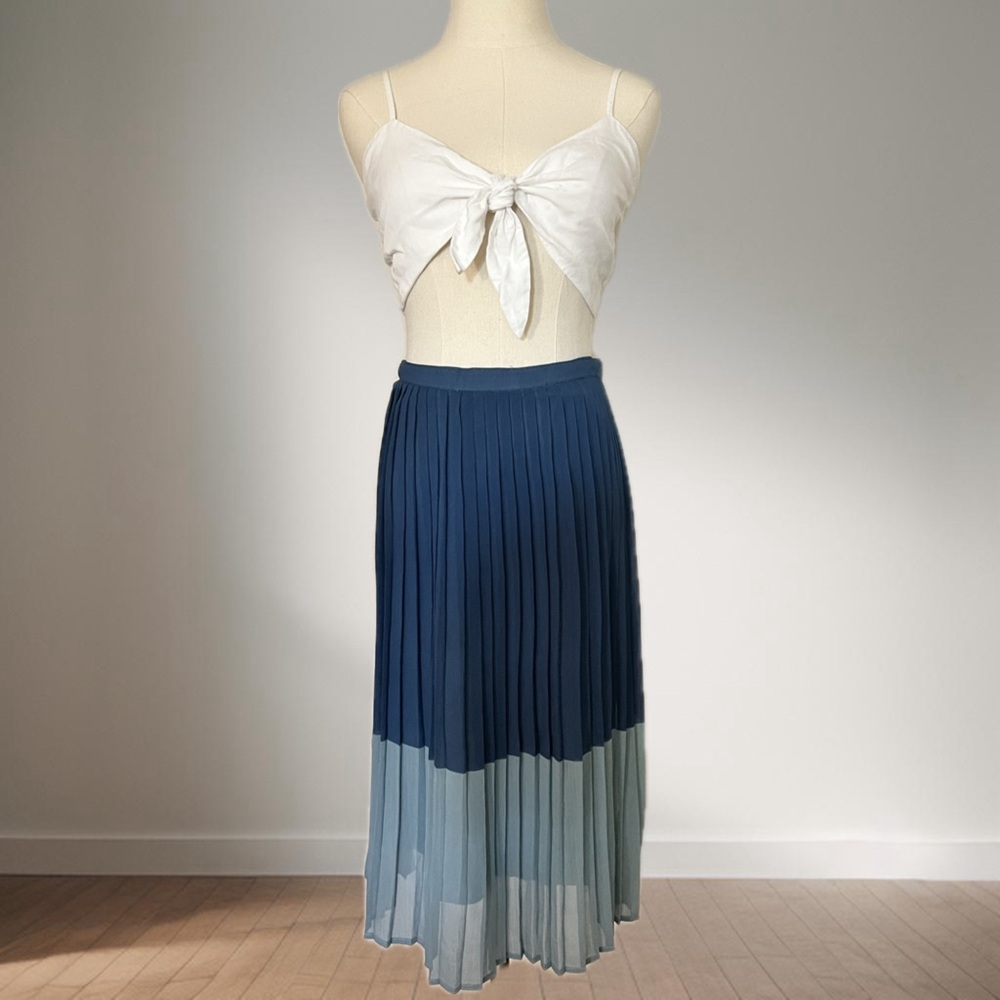 Abercrombie & Fitch Blue Two Tone Pleated Midi Skirt Size S